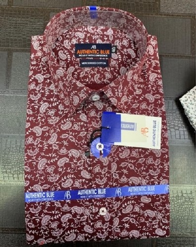 Printed Cotton Shirt - Cotton Flannel Classic Collar 21 Inch Shoulder Size | Wrinkle Free Color Fast Comfortable Fit Full Sleeve with Customized Logo