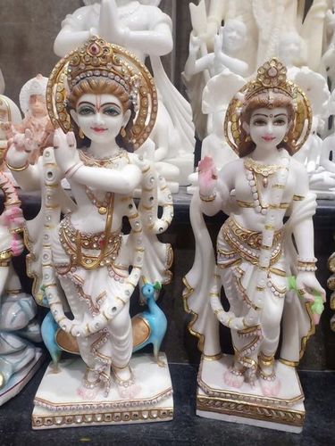 White Marble Radha Krishna Statue, Size 1-6 Feet