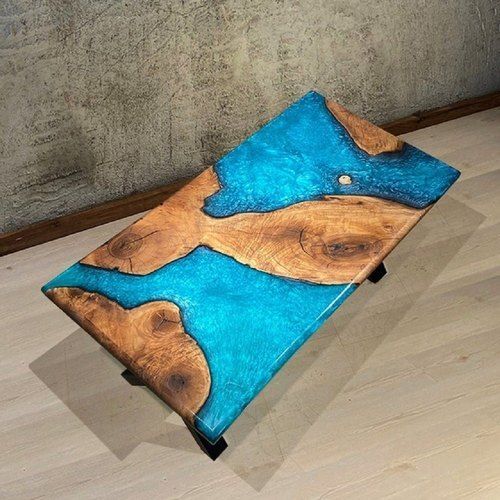 Blue Wooden Designer Fancy Coffee Table Furniture High Build Quality Waterproof