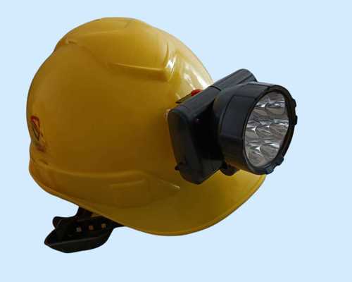 Yellow Safety Helmet With Torch For Mining Industrial Size: 540 Mm