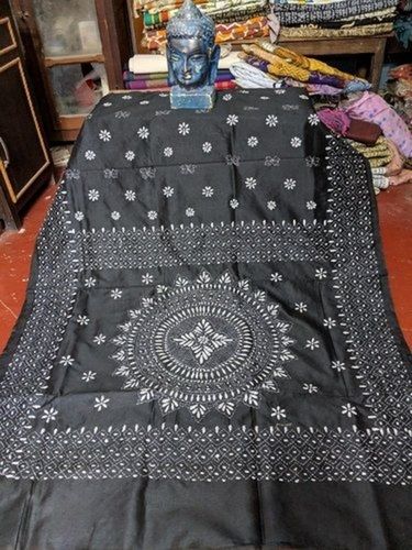 Black And Printed Cotton Assam Silk Saree For Ladies, Comfortable And Lightweight