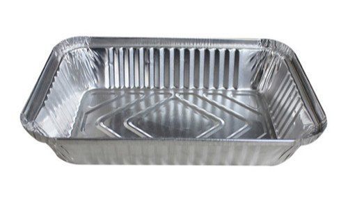 Glossy Lamination Light Weight, Sleek And Professional Design Rectangular Silver Foil Aluminium Containers 