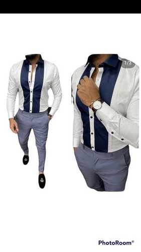 Mens Full Sleeves Designer Plain Cotton Shirt For Party Wear