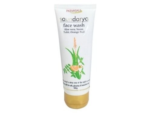 Smudge Proof Patanjali Saundarya Face Wash Cream Aloe Vera Nourishing Neem Tulsi Orange Peel 100 Gram