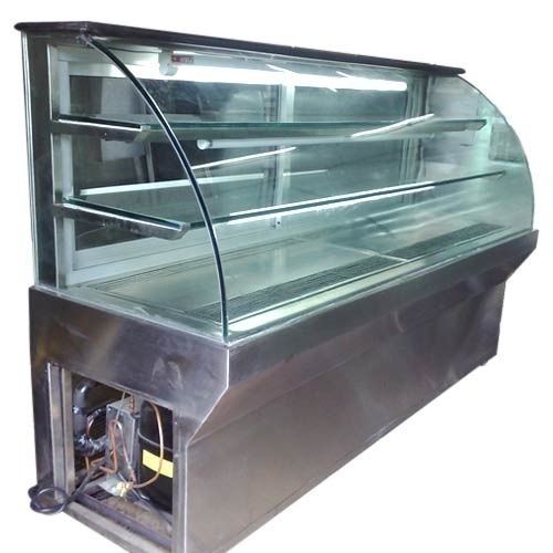 Silver Stainless Steel Sweet Display Counter For Sweets And Confectionery Shops