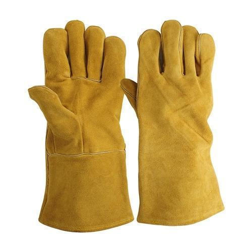 Yellow Medium Full Fingered Safety Gloves For Industrial Use