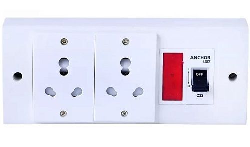 High Efficient Two Socket White Pvc Electrical Switch Boards For Domestic And Commercial  Dimension(L*W*H): 500 X 300 Millimete Millimeter (Mm)