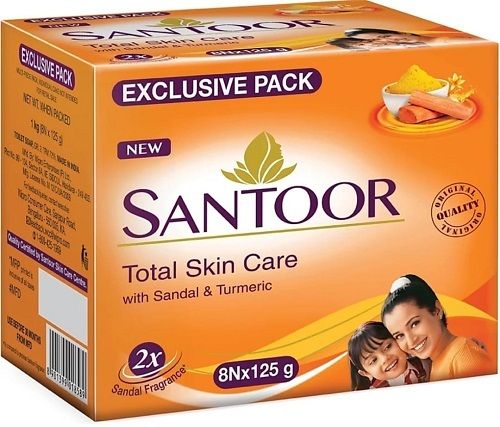 Nourishment Enriched Orange Santoor Bath Soap Bar With Sandal And Turmeric For Total Skin Care 