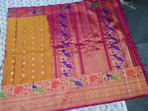 Party Wear Ladies Pure Silk Printed Paithani Sarees