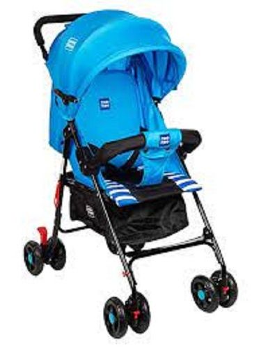 Sky Blue And Black Travel-Friendly Aluminum And Steel Baby Stroller With Safety Belt