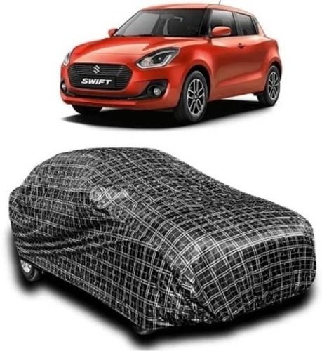 100 Percent Polyester Printed Black And Silver Single Non Woven Tarpaulin Car Cover Design Type: Standard