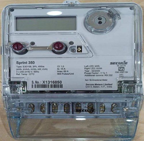 191 X 255 X 82 Mm Grey Color Three Phase Digital Secure Energy Meter Frequency (Mhz): 50 Hertz (Hz)