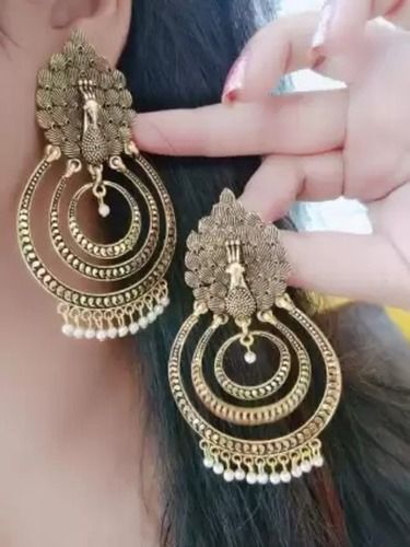 Traditional party wear long jhumka earrings black color for women
