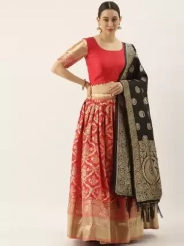 Elevate Your Style: Pashmina Silk Lehenga, Blouse & Georgette Bandhani Dupatta  Set