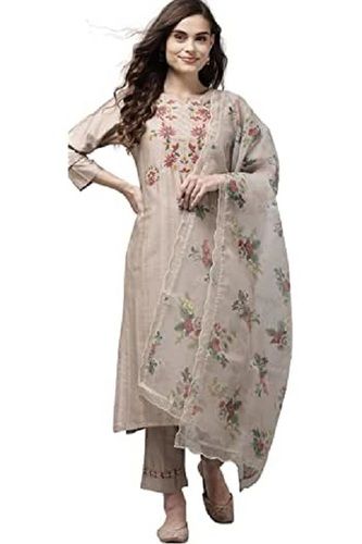 Indian Era Viscose Rayon Embroidery Straight Kurta With Dupatta Set For Women