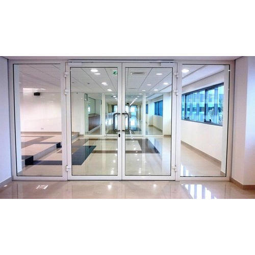 High Durability Excellent Finish Crack Resistance Smooth Surface Transparent White Rectangular Glass Door Size: 4-6 Feet