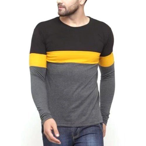 Multicolor Men'S Comfortable Cotton Fabric Round Neck And Full Sleeves Printed T Shirt