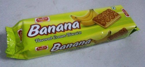 Cream Sweet And Delicious Rectangular Ankit Banana Flavoured Sandwich Biscuit