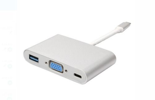 Usb C To Vga Multiport White Adapter Used For Mobile And Computer Application: Charging