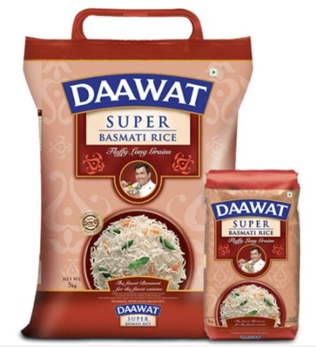 100 Percent Premium High Quality Daawat Super Basmati Rice Packaging Size 1 Kg, 5 Kg White 