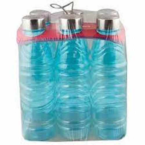 6 Bottle Set, Long Lasting Durable Round Sea Blue Plastic Water Bottle for Daily Use, 1 Ltr.