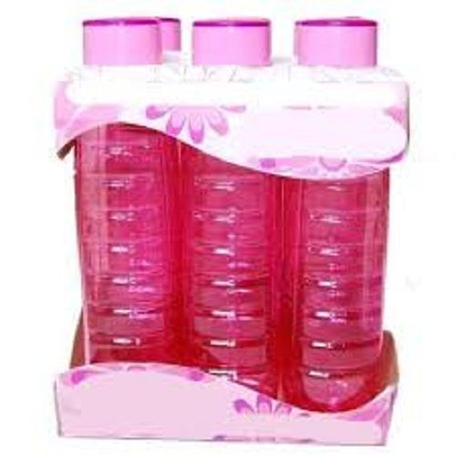 6 Bottle Set, Solid Long Lasting Durable Round Pink Plastic Water Bottle for Daily Use, 1 Ltr.