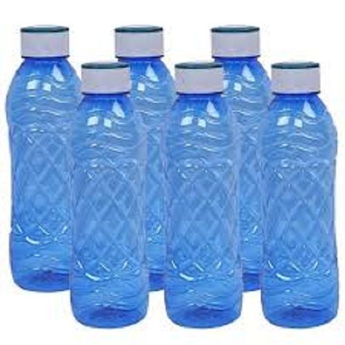 6 Bottle Set, Solid Strong Durable Round Blue Plastic Water Bottle for Daily Use, 1 Ltr.