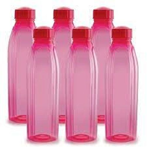 6 Bottle Set, Solid Strong Durable Round Pink Plastic Water Bottle for Daily Use, 1 Ltr.