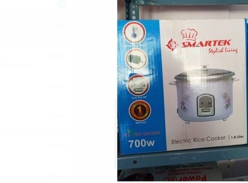 700 Watt And 1.8 Liter White Stainless Steel Smartek Electric Rice Cooker