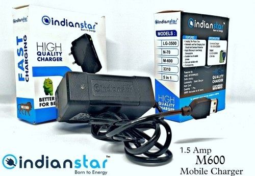 Black India Star Fast Mobile Charger And Output Voltage 1.5 Ampere Suitable For All Mobile Body Material: Plastic