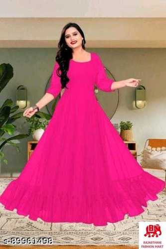 Rani Full Sleeves Womens Pink Gown