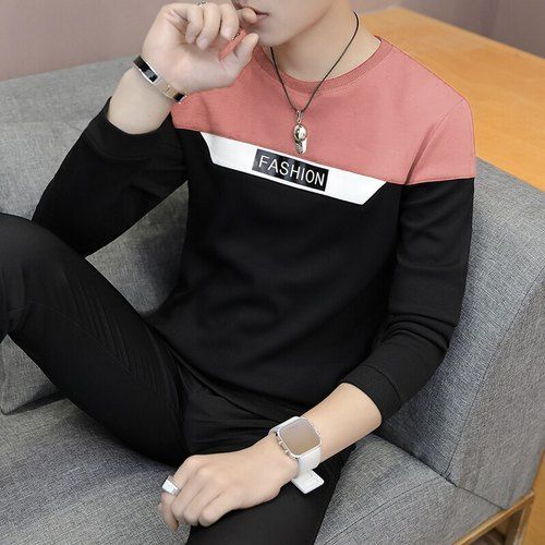 Cotton Mens Full Sleeves Round Neck Casual Wear T Shirt