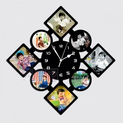 Wall Mounted Light Weight Scratch Resistance Multicolor Photo Frame Wall Clock 