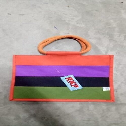 Printed Light Weight And Fine Finish Multicolour Original 100% Pure Jute Carry Bag