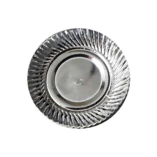 Silver Circular Disposable Paper Plates For Event And Party Supplies
