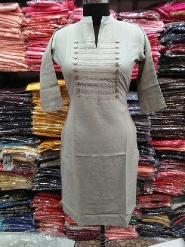 100% Cotton Formal Wear Me Fashion Both Side Button Kurti