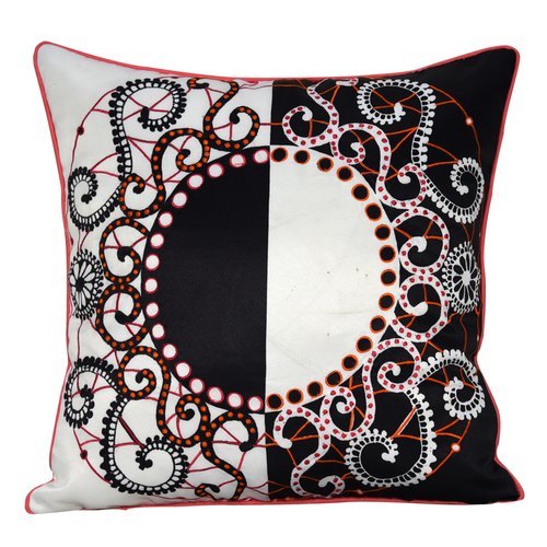 Embroidery Cotton Designer Cushion Cover - 100% Cotton, 14 inches Square | Handmade, Zipper Closure, Customizable Sizes, Styles, 7 to 8 Color Options