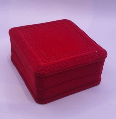 Square Shape Flocked Red Earring Jewelry Box(durable And Easy To Clean)