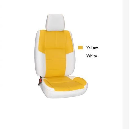 Strong Stitching Yellow And White D3 Artificial Uv Resistant Leather Car Seat Cover