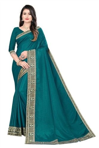 Women Casual Wear Breathable And Comfortable Plain Silk Saree With Unstitched Blouse 