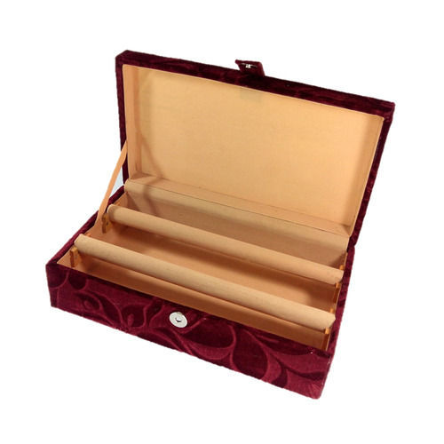 Wooden Maroon Bangle Box With Two Compartments For Gift Purpose