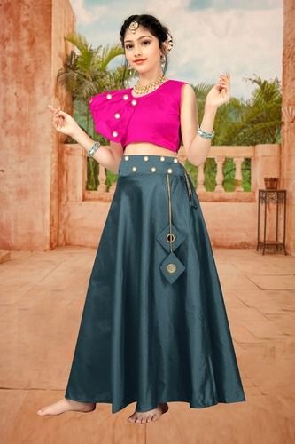 Traditional Girl'S Comfortable And Breathable Party Wear Silk Embroidered Lehenga 