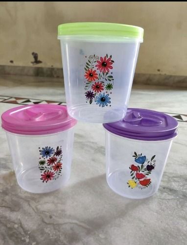 Good Quality Printed Round 500 Gram Plastic Storage Containers For Kitchen