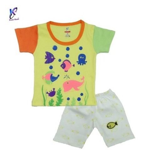 Round Shape Fish Print Cotton Shorts And T Shirt For Baby Boy