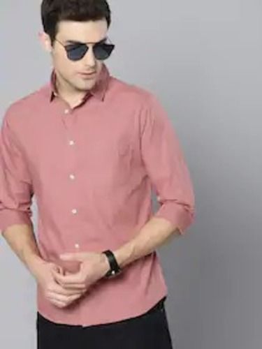 100 Percent Comfortable And Washable Fashionable Pink Cotton Shirt For Men  Collar Style: Classic