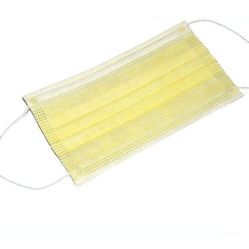 3 Ply Yellow Color Non Woven Disposable Face Mask With Earloop And Multi Use