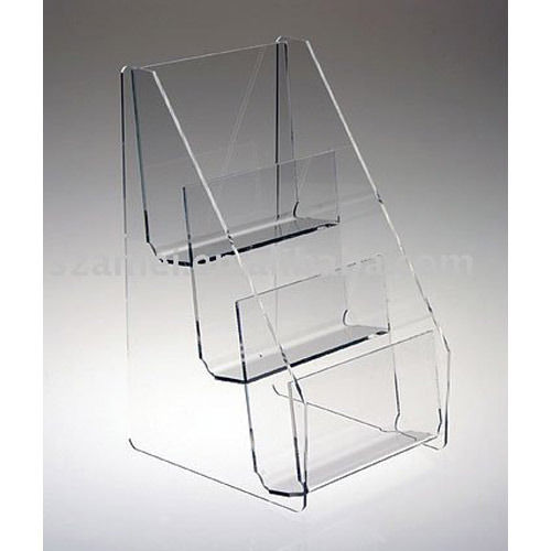 3 Pocket Acrylic Magazine Stand With Easy To Use And Transparent Color