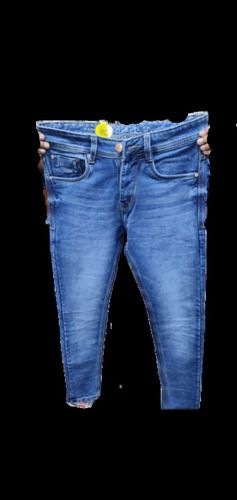 Cool Dry Comfortable And Washable Blue Mid Rise Clean Look Denim Jeans For Boys 