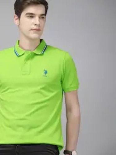 Comfortable And Washable Green Polo Collar Pure Cotton T Shirt For Men  Age Group: 18-35 Years