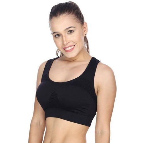 Good Quality And Comfortable Black Plain Unlined Cotton Sports Bra For  Ladies Size: All Sizes at Best Price in Delhi
